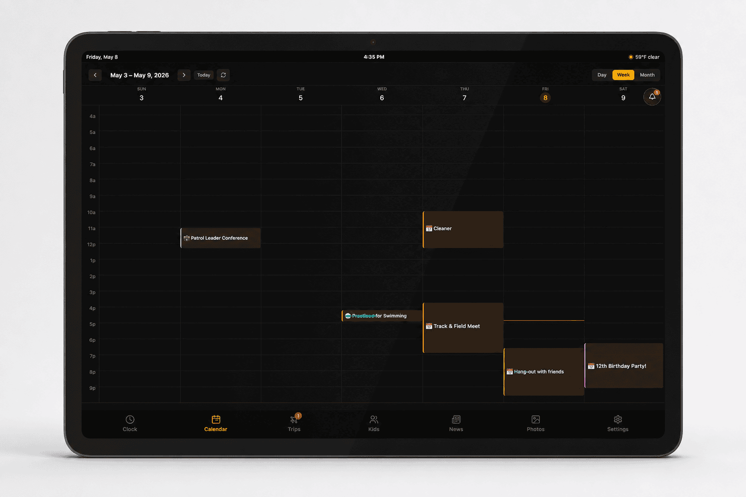 Calendar page